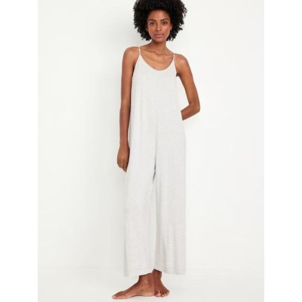 NWT Old Navy Knit Jersey Pajama Jumpsuit, large, light heather gray